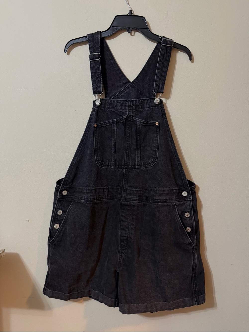 Old Navy Black Denim Short Overalls